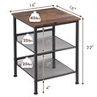 Costway Particleboard End Side Table with 2 Shelves in Brown (Set of 2)