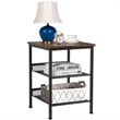 Costway Particleboard End Side Table with 2 Shelves in Brown (Set of 2)