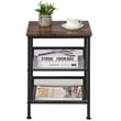Costway Particleboard End Side Table with 2 Shelves in Brown (Set of 2)
