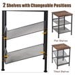 Costway Particleboard End Side Table with 2 Shelves in Brown (Set of 2)