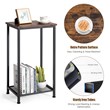 Costway Contemporary Particle Board and Steel End Table in Brown (Set of 2)