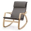 Costway Fabric and Wood Rocker Lounge Chair with Cushion in Gray (Set of 2)