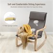 Costway Fabric and Wood Rocker Lounge Chair with Cushion in Gray (Set of 2)