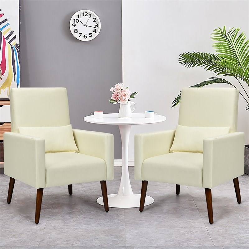 Costway Upholstered Rocking Chair with Pillow in Beige (Set of 2 Dual-use)