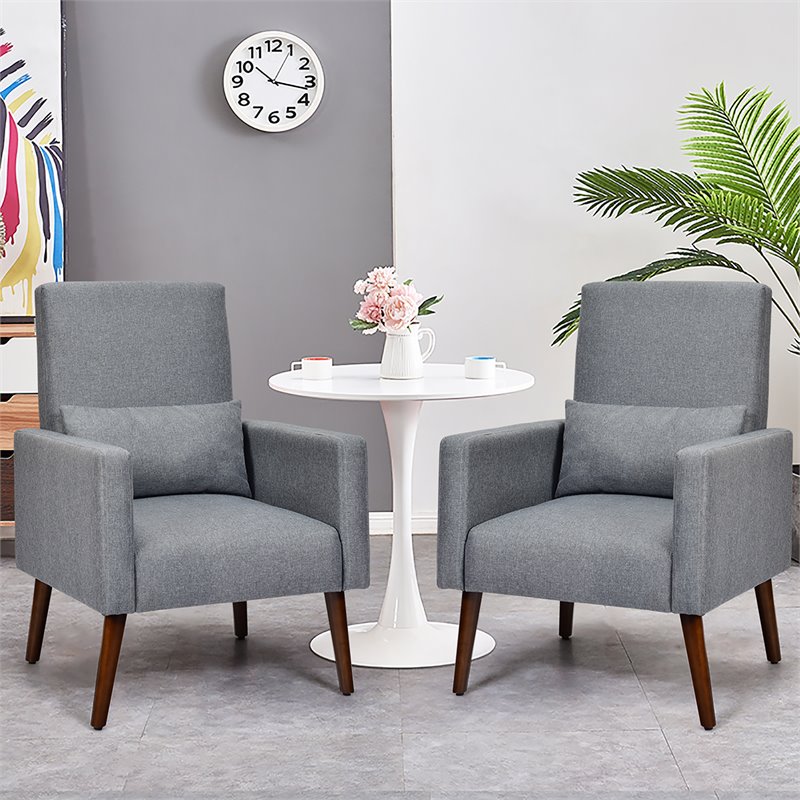 Costway Upholstered Rocking Chair with Pillow in Dark Gray (Set of 2 Dual-use)