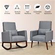 Costway Upholstered Rocking Chair with Pillow in Dark Gray (Set of 2 Dual-use)