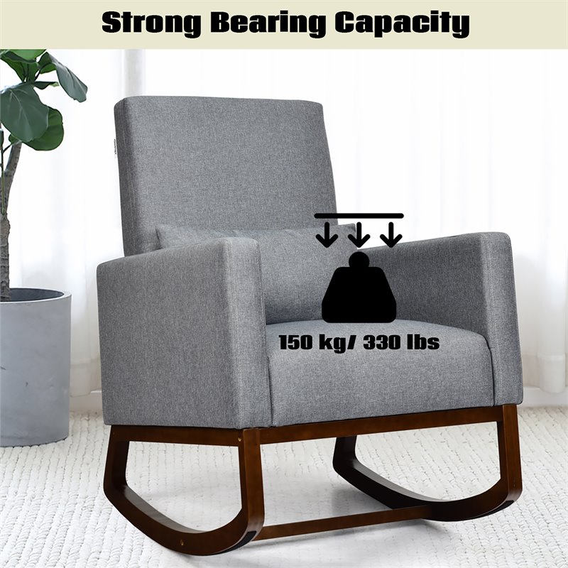 Costway Upholstered Rocking Chair with Pillow in Dark Gray (Set of 2 Dual-use)