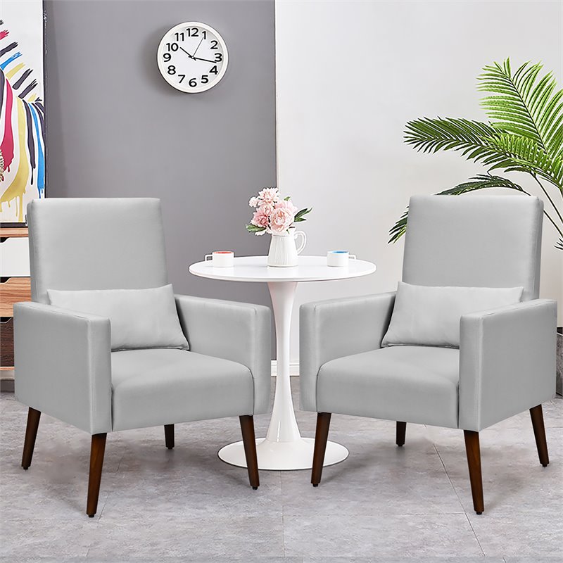 Costway Upholstered Rocking Chair with Pillow in Light Gray (Set of 2 Dual-use)