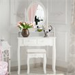 Costway Contemporary Pine Wood Vanity Table Set with 2 Big Drawers in White