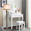 Costway Contemporary Pine Wood Vanity Table Set with 2 Big Drawers in White