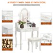 Costway Contemporary Pine Wood Vanity Table Set with 2 Big Drawers in White