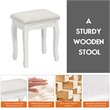 Costway Contemporary Pine Wood Vanity Table Set with 2 Big Drawers in White