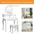 Costway Contemporary Pine Wood Vanity Table Set with 1 Big Drawer in White