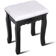 Costway Contemporary Pine Wood Vanity Table Set with 1 Big Drawer in Black