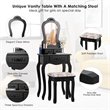 Costway Contemporary Pine Wood Vanity Table Set with 3 Storage Drawers in Black