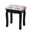 Costway Contemporary Pine Wood Vanity Table Set with 3 Storage Drawers in Black