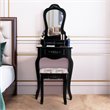Costway Contemporary Pine Wood Vanity Table Set with 3 Storage Drawers in Black