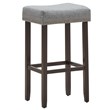 Costway 29'' Rubber Wood Nailhead Saddle Bar Stools in Gray (Set of 4)