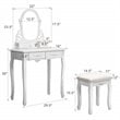 Costway Contemporary Pine Wood Vanity Table Set with 4 Storage Drawers in White