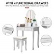 Costway Contemporary Pine Wood Vanity Table Set with 4 Storage Drawers in White