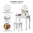 Costway Contemporary Pine Wood Vanity Table Set with 4 Storage Drawers in White