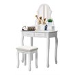 Costway Contemporary Pine Wood Vanity Table Set with 4 Storage Drawers in White