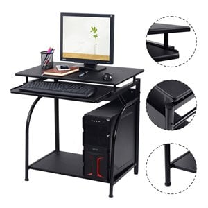Costway Contemporary MDF and Steel Computer Desks in Black Finish