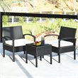 Costway 3 Pieces Rattan Patio Furniture Set with Cushion Outdoor in Black