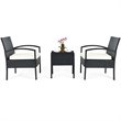 Costway 3 Pieces Rattan Patio Furniture Set with Cushion Outdoor in Black
