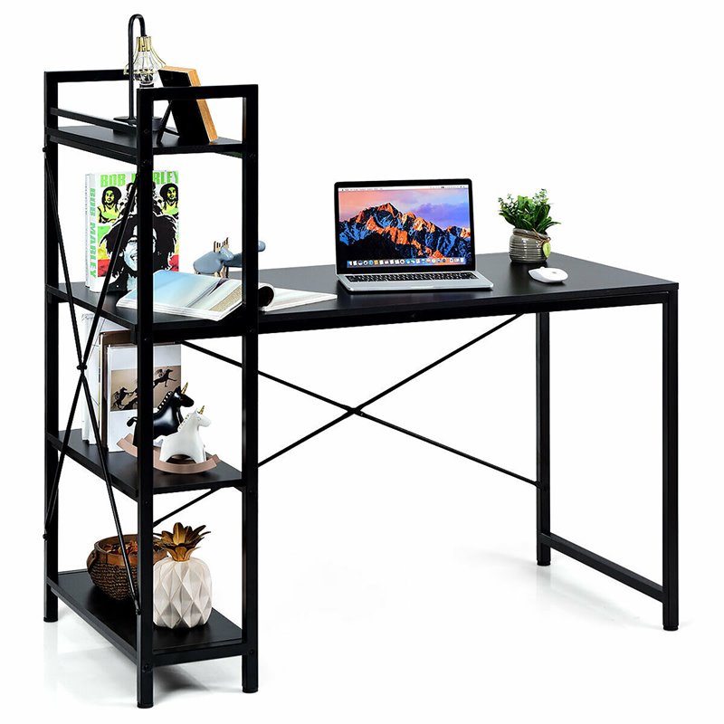Costway 4-tier Contemporary MDF and Iron Computer Desk in Black