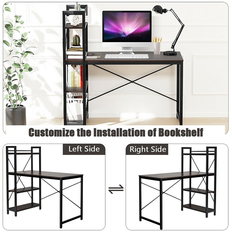 Costway 4-tier Contemporary MDF and Iron Computer Desk in Brown