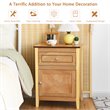 Costway 2-tier Contemporary MDF and Pine Wood Nightstands in Natural (Set of 2)