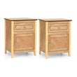 Costway 2-tier Contemporary MDF and Pine Wood Nightstands in Natural (Set of 2)
