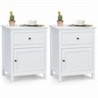 Costway 2-tier Contemporary MDF and Pine Wood Nightstands in White (Set of 2)