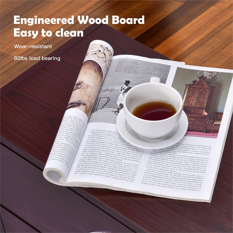 Costway Contemporary Engineered Wood Nightstands in Brown/White (Set of 2)