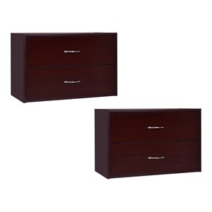 Costway Contemporary Engineered Wood Nightstands in Brown/White (Set of 2)