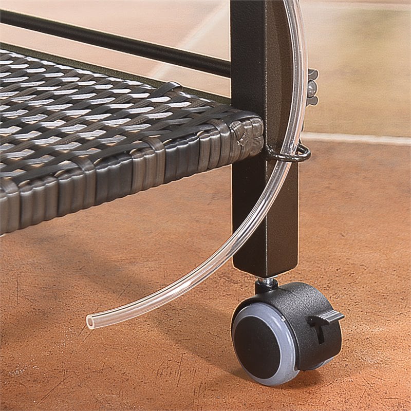 Costway Rattan Portable Outdoor Patio Cooler Cart with Shelf in Mix Brown