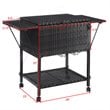 Costway Rattan Portable Outdoor Patio Cooler Cart with Shelf in Mix Brown