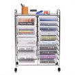 Costway Scrapbook Paper Rolling Storage Cart with 15 Drawers in Clear