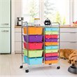 Costway Scrapbook Paper Rolling Storage Cart with 15 Drawers in Multi-Color