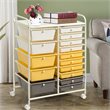 Costway Scrapbook Paper Rolling Storage Cart with 15 Drawers in Gray