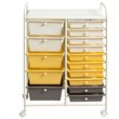 Costway Scrapbook Paper Rolling Storage Cart with 15 Drawers in Gray