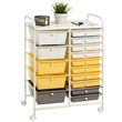 Costway Scrapbook Paper Rolling Storage Cart with 15 Drawers in Gray