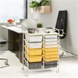 Costway Scrapbook Paper Rolling Storage Cart with 15 Drawers in Gray
