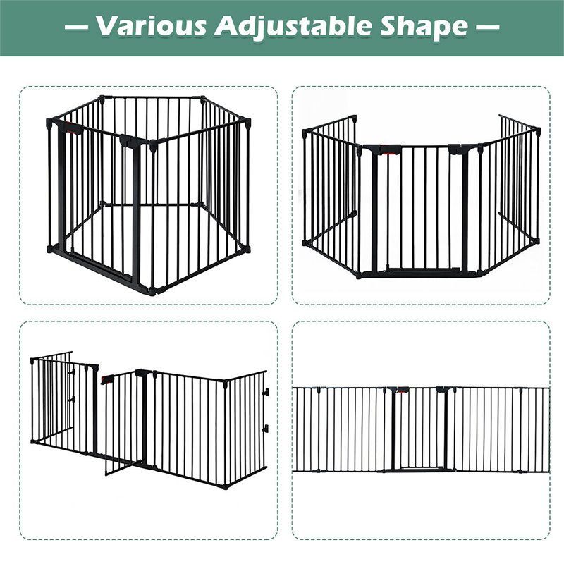 Costway Steel Fireplace Safety Fence Hearth Gate in Black
