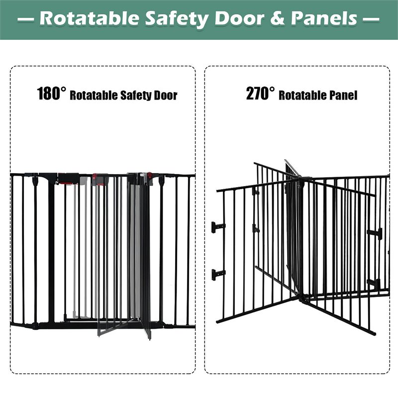Costway Steel Fireplace Safety Fence Hearth Gate in Black