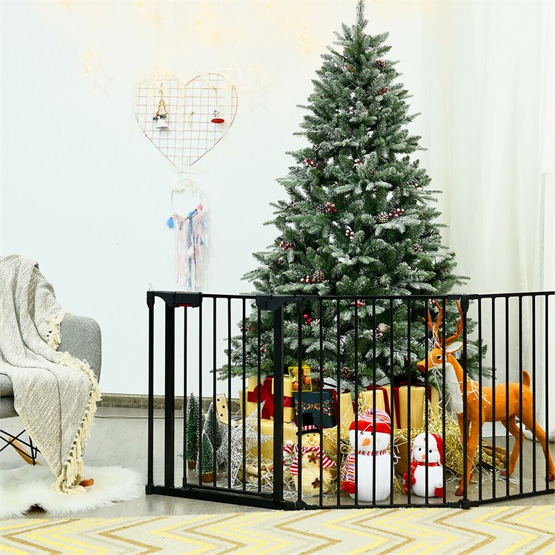 Costway Steel Fireplace Safety Fence Hearth Gate in Black