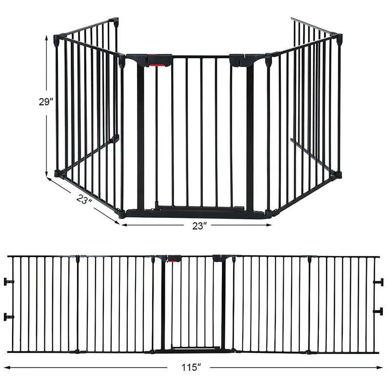 Costway Steel Fireplace Safety Fence Hearth Gate in Black