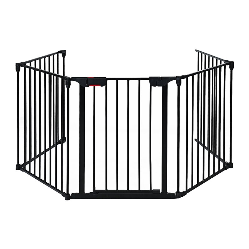 Costway Steel Fireplace Safety Fence Hearth Gate in Black