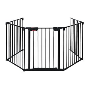 costway steel fireplace safety fence hearth gate in black